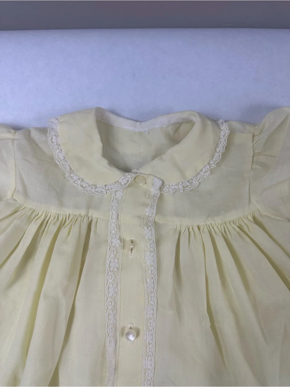 Sweet Yellow Lace-Trim Baby Dress - Short Puff Sleeves